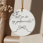 Godparents Handwritten Bow Proposal Keramik Ornament