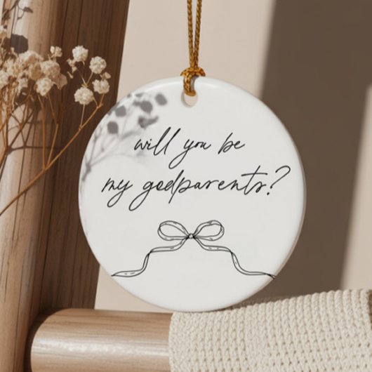 Godparents Handwritten Bow Proposal Keramik Ornament