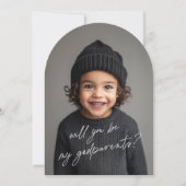 Godparents Handwritten Proposal Photo Arch Boy Einladung (Vorderseite)