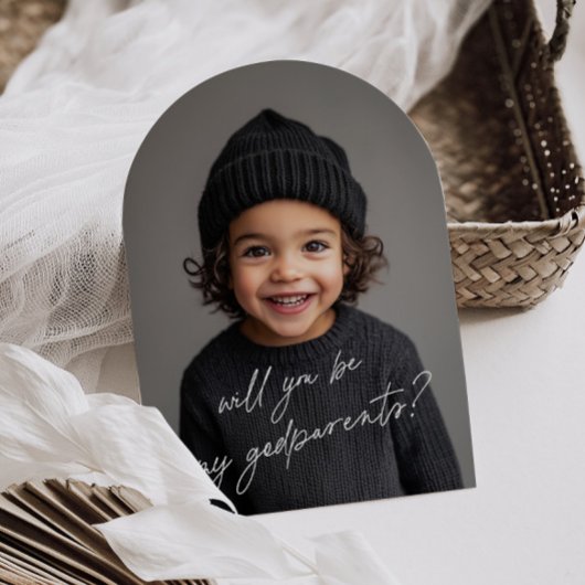 Godparents Handwritten Proposal Photo Arch Boy Einladung
