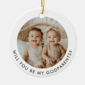 Godparents Photo Proposal Girl Boy Twins Keramik Ornament (Vorne)