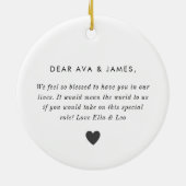 Godparents Photo Proposal Girl Boy Twins Keramik Ornament (Hinten)