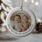Godparents Photo Proposal Girl Boy Twins Keramik Ornament