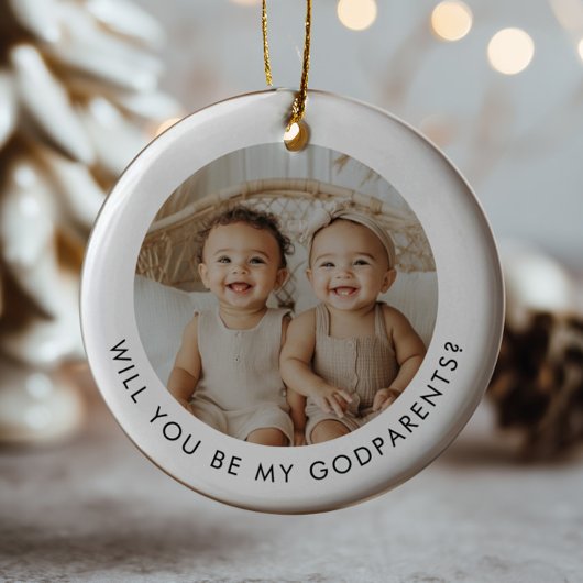 Godparents Photo Proposal Girl Boy Twins Keramik Ornament