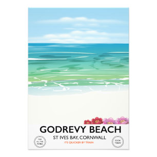 Godrevy Beach St Ives Bay, Cornwall Reiseplakat Fotodruck