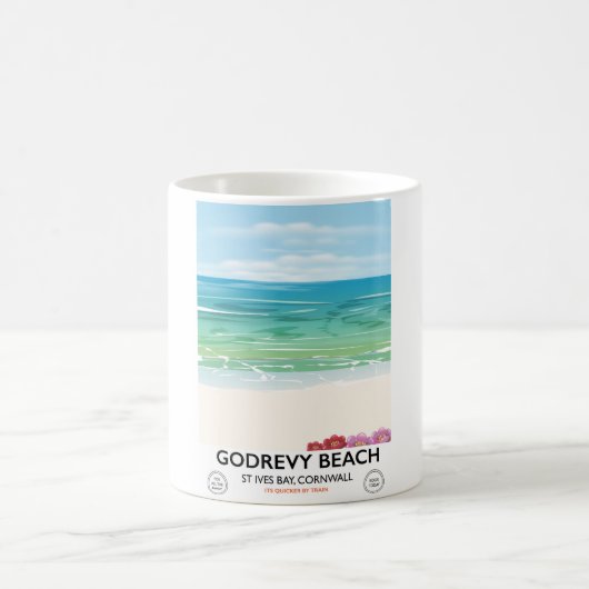 Godrevy Beach St Ives Bay, Reiseplakat Cornwall Kaffeetasse (Mittel)