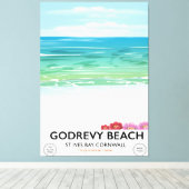 Godrevy Beach St Ives Bay, Reiseplakat Cornwall Leinwanddruck (Insitu (Holzboden))