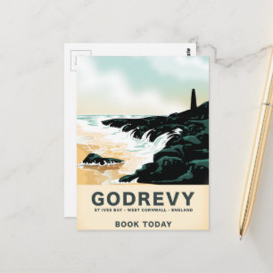 Godrevy St Ives Bay, Westcornwall Reiseplakat Postkarte