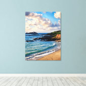 Godrevy's Coastal Charm: Ein Leuchtturm am Horizon Leinwanddruck (Insitu (Holzboden))