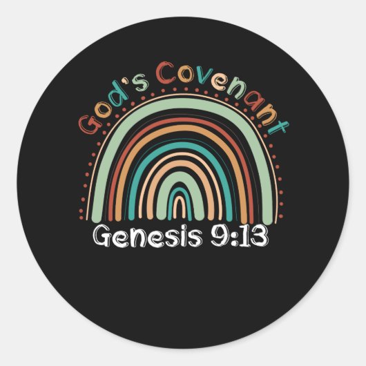 Gods Covenant Boho Rainbow Genesis 9 13 Christlich Runder Aufkleber (Vorderseite)