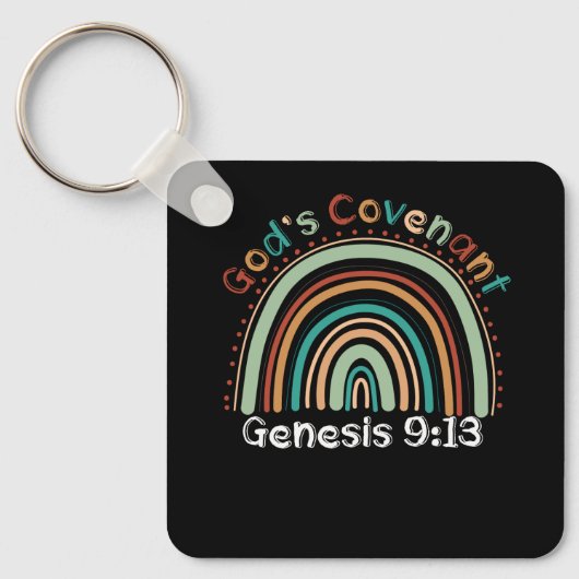 Gods Covenant Boho Rainbow Genesis 9 13 Christlich Schlüsselanhänger (Vorderseite)