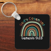 Gods Covenant Boho Rainbow Genesis 9 13 Christlich Schlüsselanhänger (Vorderseite)