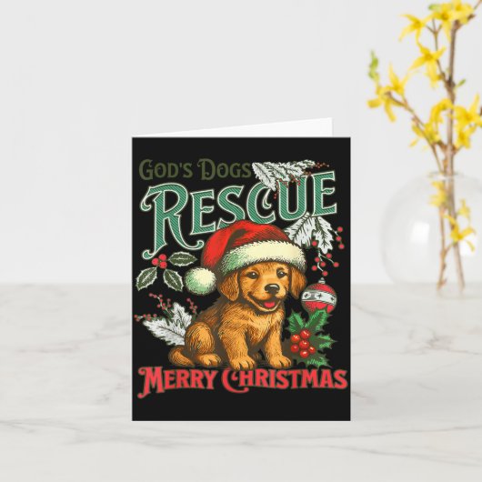 God's Dogs Rescue Christmas Santa Golden Retriever Karte (Gelbe Blume)