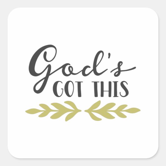 Gods got this quadratischer aufkleber (Vorderseite)