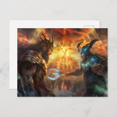 Gods Heimdall and Loki fighting at Ragnarök Postkarte (Vorne/Hinten)