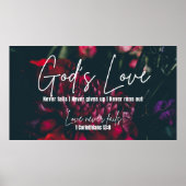 GOD'S LIEBE VERSAGE NIEMALS Christliche Frame Art  Poster (Vorne)