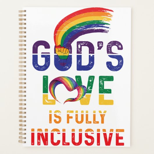 God's Love Is Fully Inclusive LGBTQ Ally Gay Pride Planer (Vorderseite)