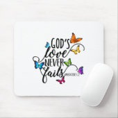 God's Love Never Fails - Butterfly Art - Religious Mousepad (Mit Mouse)