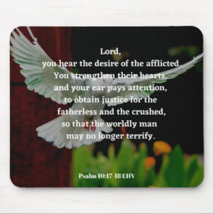 God's Mercy Bible Verse Psalm 10:17-18 Christian Mousepad