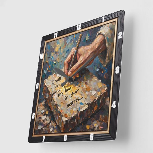 God's Pen: Heartfelt Promise Quadratische Wanduhr (Winkel)