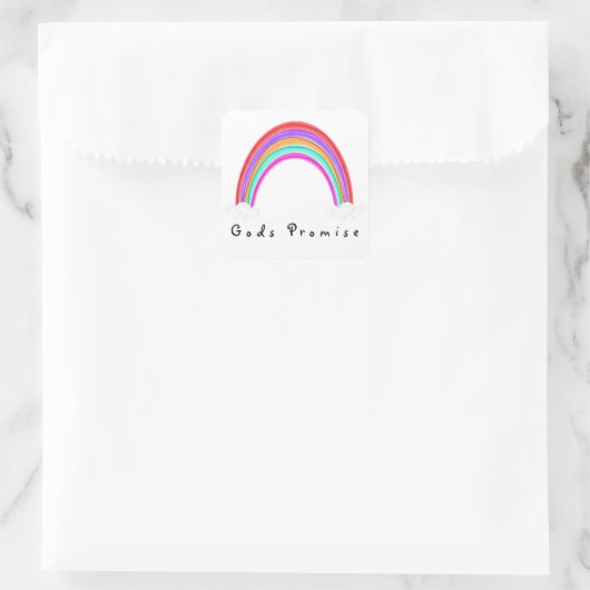 "Gods Promise" Rainbow Square Sticker (Tasche)