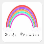 "Gods Promise" Rainbow Square Sticker (Vorderseite)