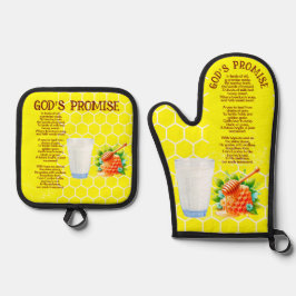 God's Promise Yellow Honey Hive Print Ofenhandschuh & Topflappen-Set