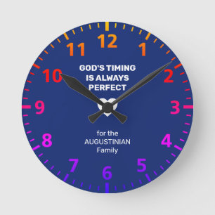 GOD'S TIMING ALWAYS PERFECT Personalized Blue Runde Wanduhr