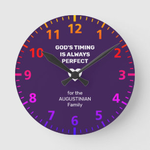 GOD'S TIMING ALWAYS PERFECT   Personalized Purple Runde Wanduhr