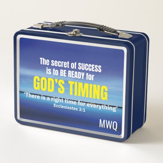 GODS TIMING Inspirational Christian Quote Metall Brotdose (Vorderseite)