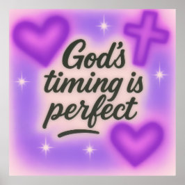 god's timing is perfect airbrush retro 90s purple  poster