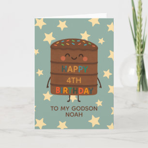 Godson 4. Geburtstag Niedlicher Choco Cake Karte