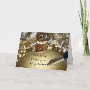 Godson and Wife Merry Christmas card Feiertagskarte