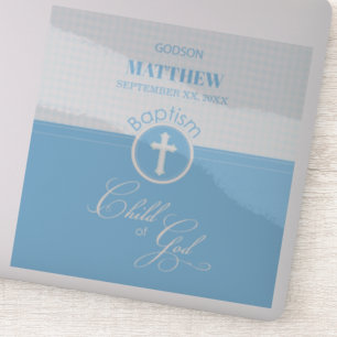 Godson Baptism Blue Child of God Personalisiert Aufkleber