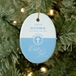 Godson Baptism Blue Child of God Personalisiert Keramik Ornament