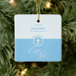 Godson Baptism Blue Child of God Personalisiert Keramikornament