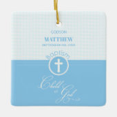 Godson Baptism Blue Child of God Personalisiert Keramikornament (Vorderseite)