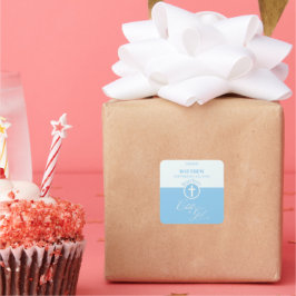 Godson Baptism Blue Child of God Personalisiert Quadratischer Aufkleber