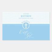 Godson Baptism Blue Child of God Personalisiert Rechteckiger Aufkleber (Vorderseite)