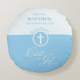 Godson Baptism Blue Child of God Personalisiert Rundes Kissen
