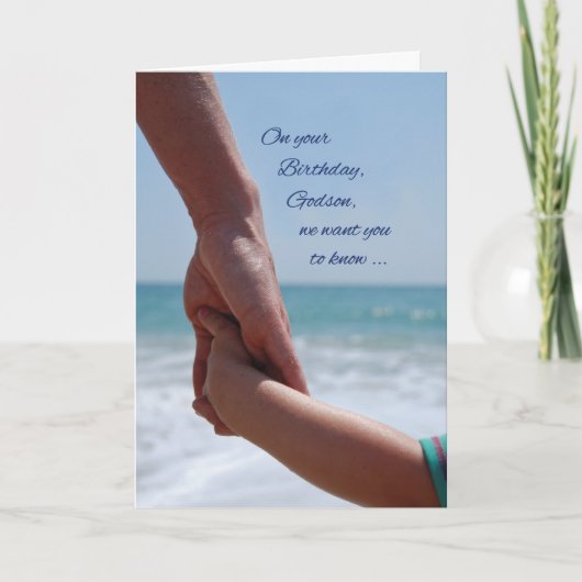 Godson Child Birthday Holding Hands on Beach Karte (Vorderseite)