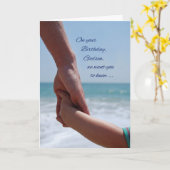 Godson Child Birthday Holding Hands on Beach Karte (Gelbe Blume)