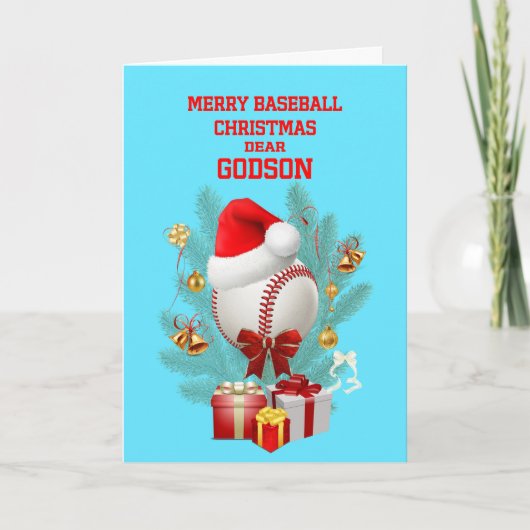 Godson Christmas Baseball Feiertagskarte (Vorderseite)