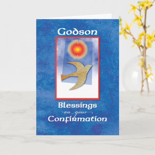 Godson Confirmation Dove on Blue Karte (Gelbe Blume)
