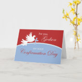 Godson Confirmation Dove on Red and Blue Karte (Gelbe Blume)