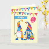 Godson Custom Age Birthday mit Fun Gnomes Card Karte (Gelbe Blume)