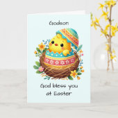 Godson Easter Chick Breaking Out of Muschel Karte (Gelbe Blume)