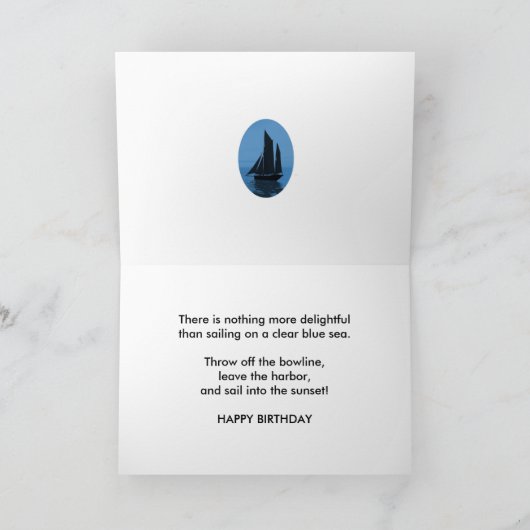 Godson, eine Segelyacht-Geburtstagkarte Karte (Innenseite)