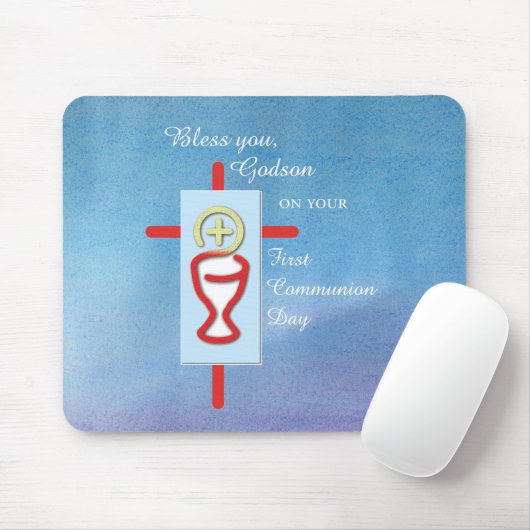 Godson, Erste Heilige Kommunion, Blau Mousepad (Mit Mouse)