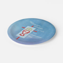 Godson, Erste Heilige Kommunion, Blau Pappteller